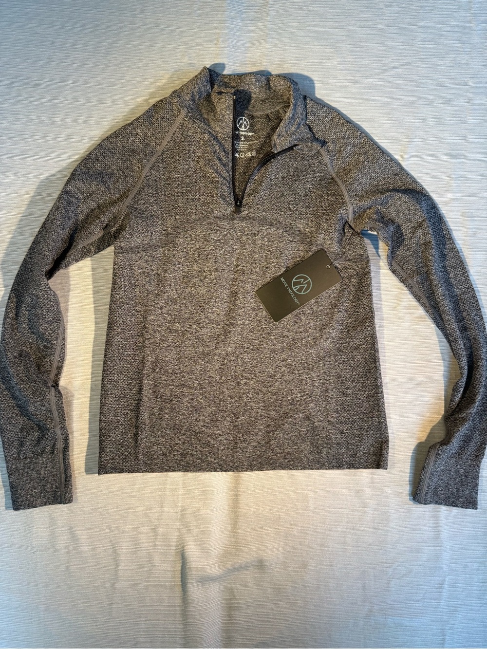 Quarter-Zip Heathered Pullover Sweatshirt - Gray